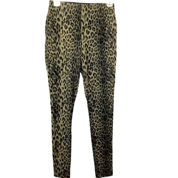 INC Animal-Print Curvy-Fit Skinny Pants Olive Green Black Size 2 - Picture 7 of 11